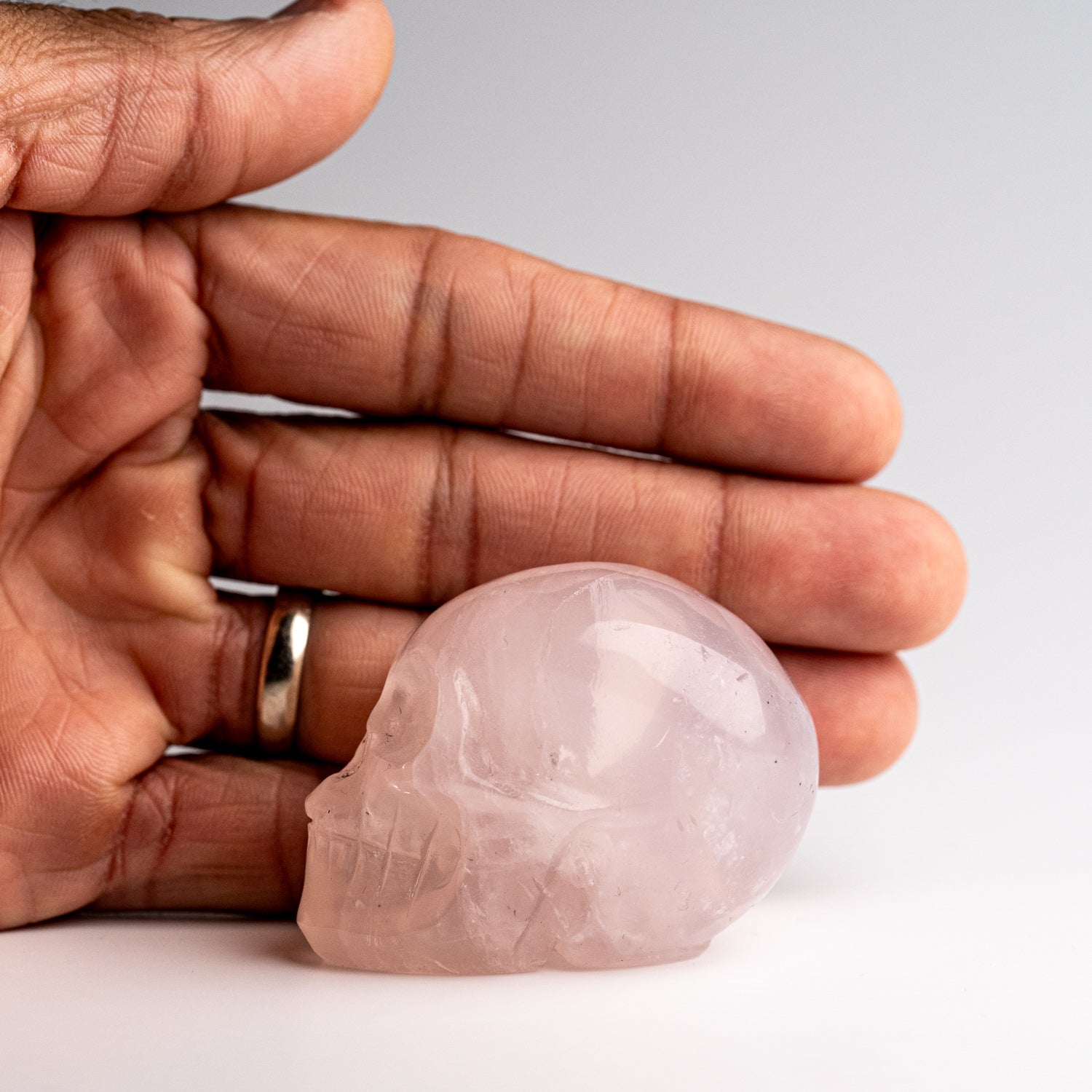 Polished Rose Quartz Skull Carving (120 grams)