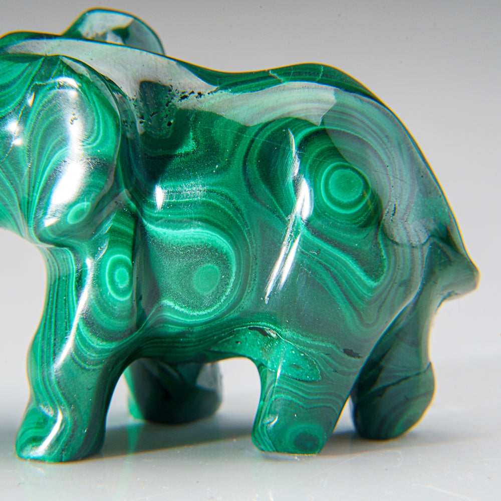 Genuine Polished Malachite Elephant Carving (93.9 grams)