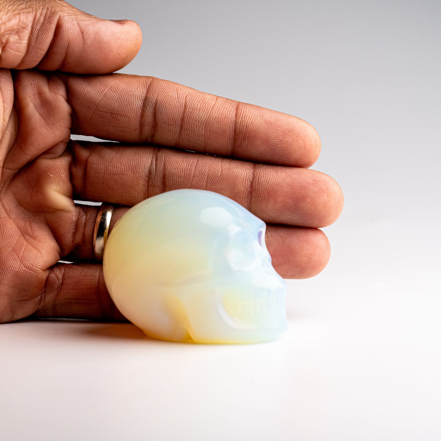 Polished Opalite Skull Carving (129.4 grams)