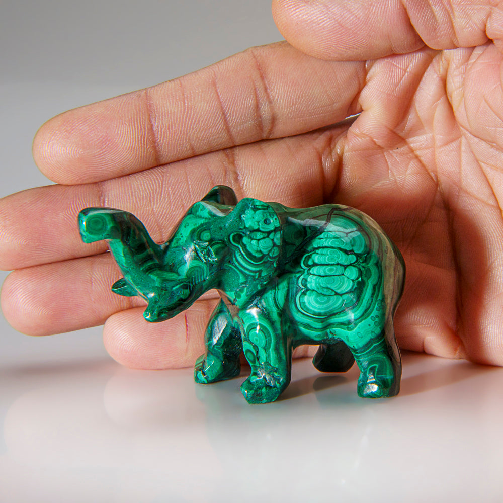 Genuine Polished Malachite Elephant Carving (111.1 grams)