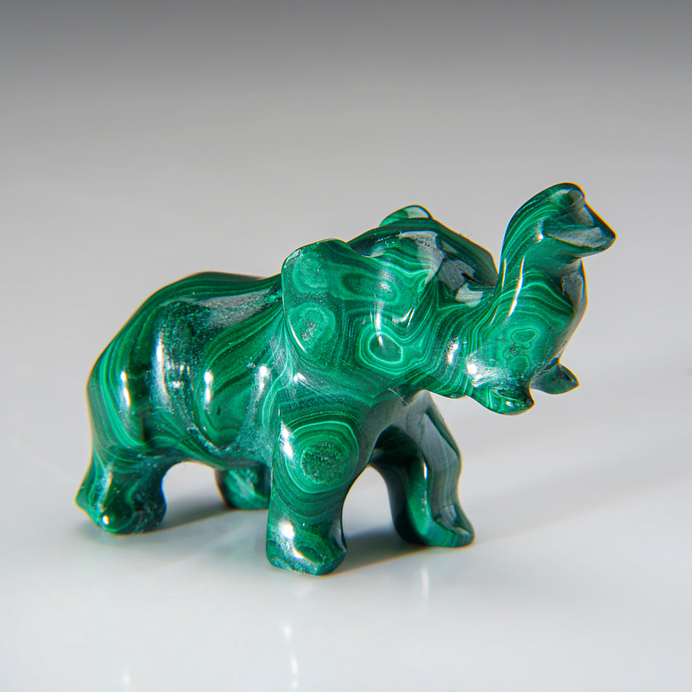 Genuine Polished Malachite Elephant Carving (101.4 grams)