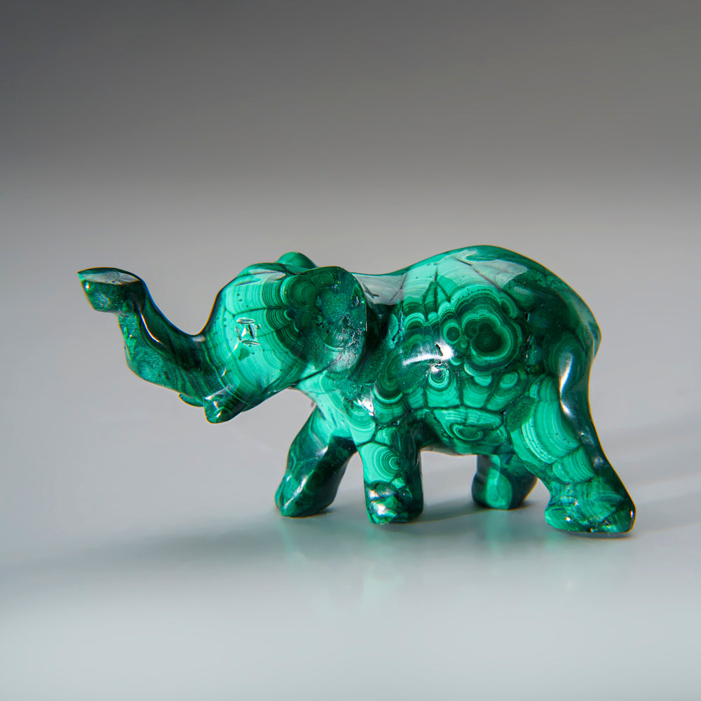 Genuine Polished Malachite Elephant Carving (156 grams)