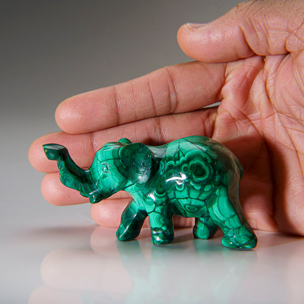 Genuine Polished Malachite Elephant Carving (156 grams)