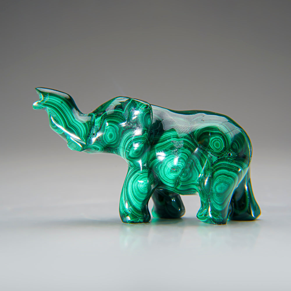 Genuine Polished Malachite Elephant Carving (131.4 grams)