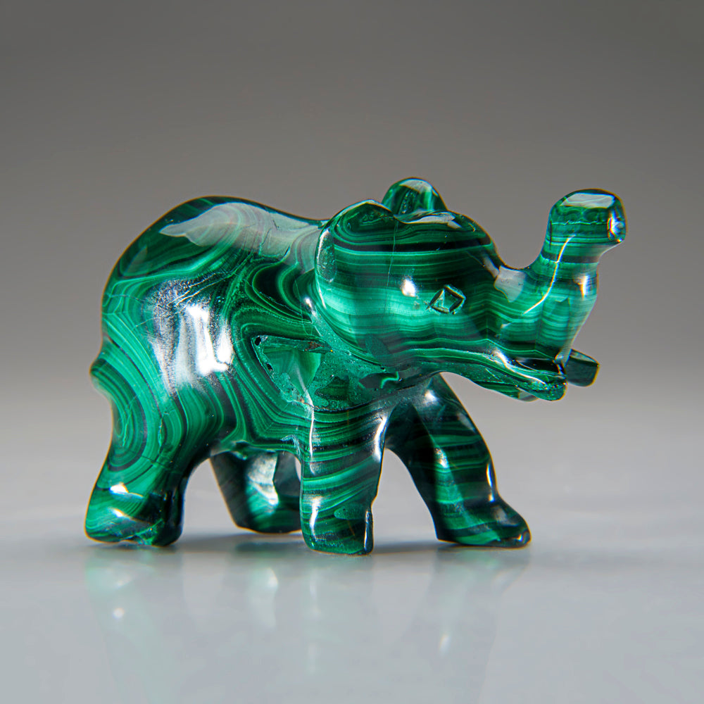 Genuine Polished Malachite Elephant Carving (155.6 grams)