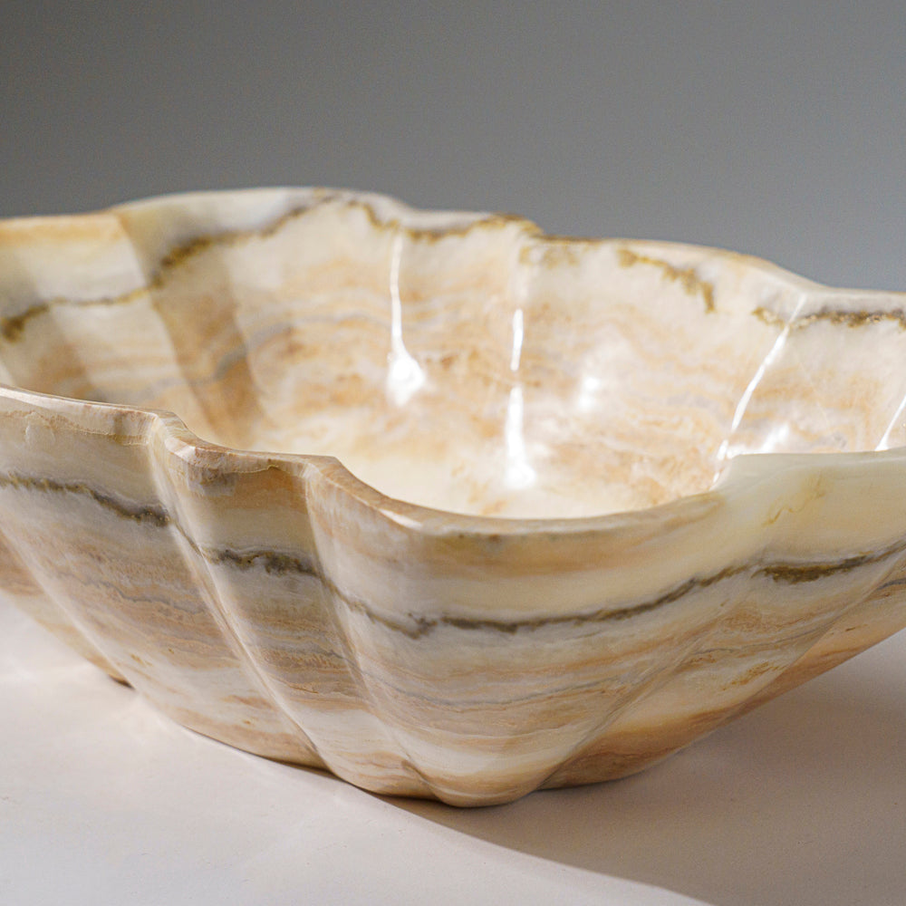 Genuine Polished White Banded Onyx Bowl from Pakistan (7.5 lbs)