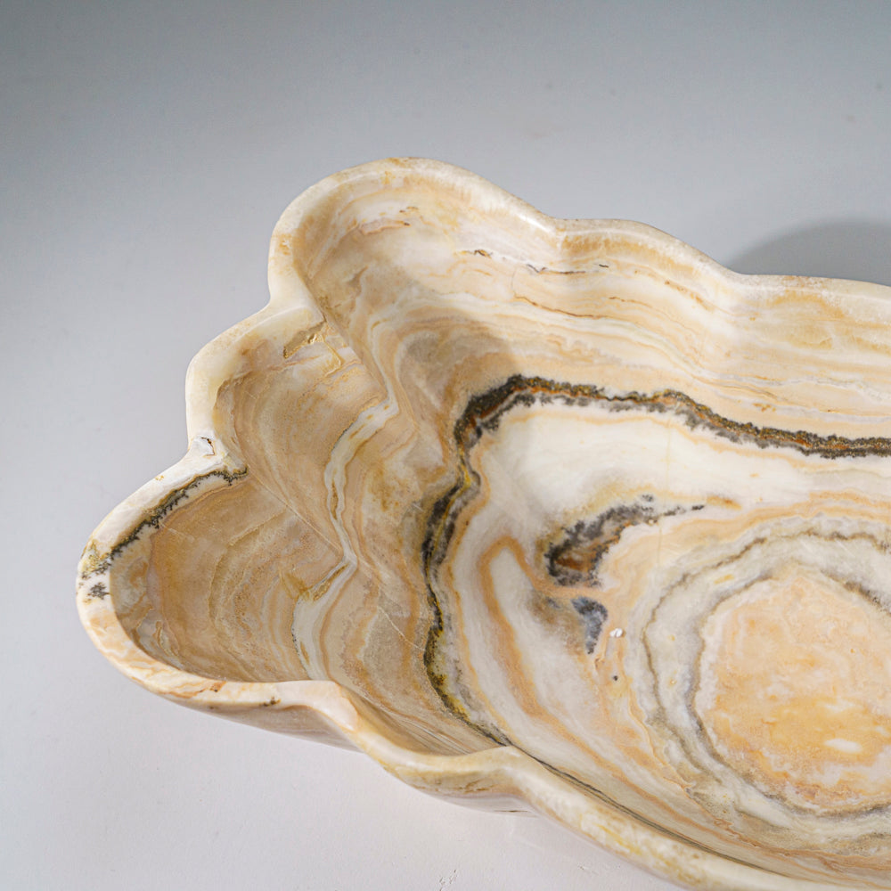 Genuine Polished Banded White Onyx Bowl from Pakistan (7.5 lbs)