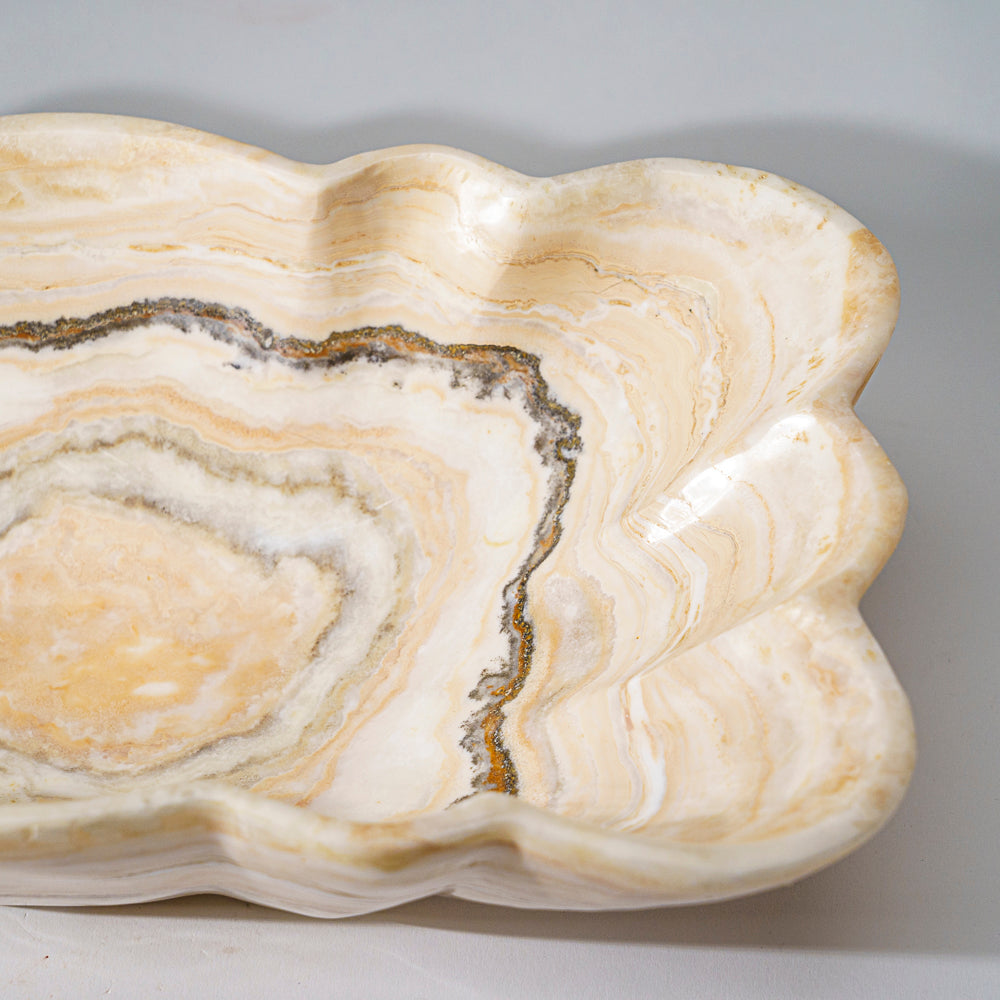 Genuine Polished Banded White Onyx Bowl from Pakistan (7.5 lbs)