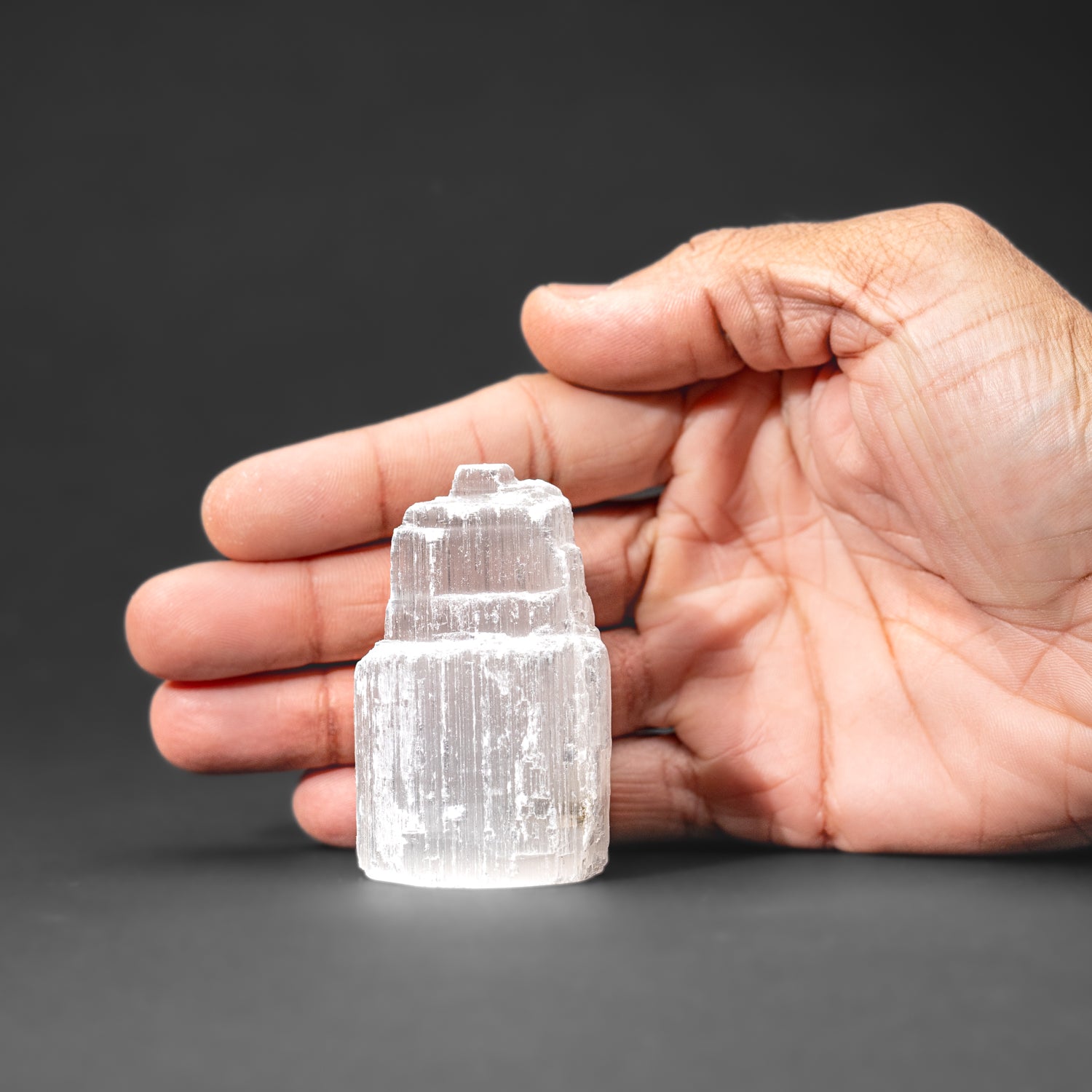 Small Cats-Eye Selenite (2.5") Castle Tower from Morocco