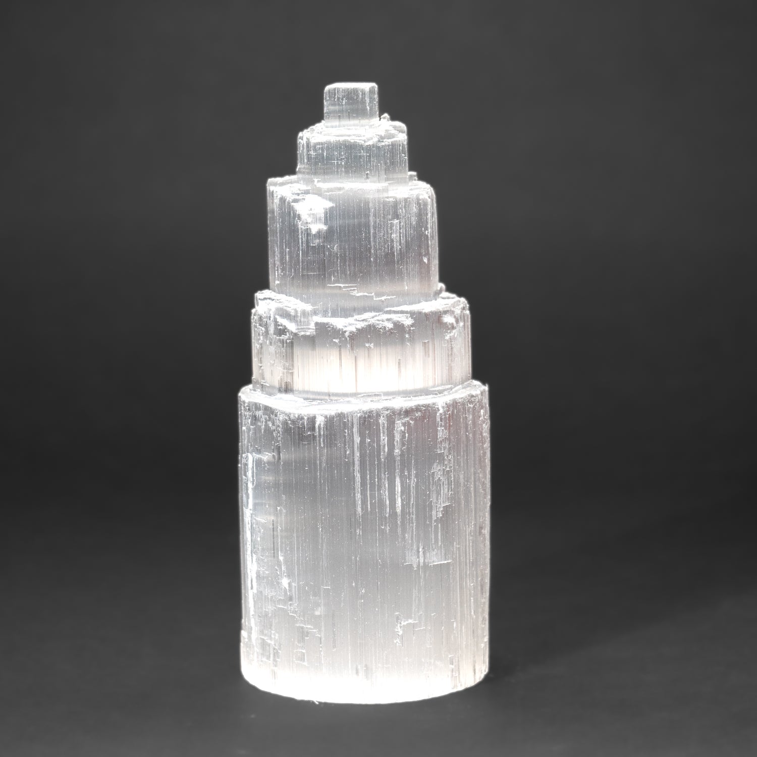 Medium Cats-Eye Selenite (8.5") Castle Tower from Morocco