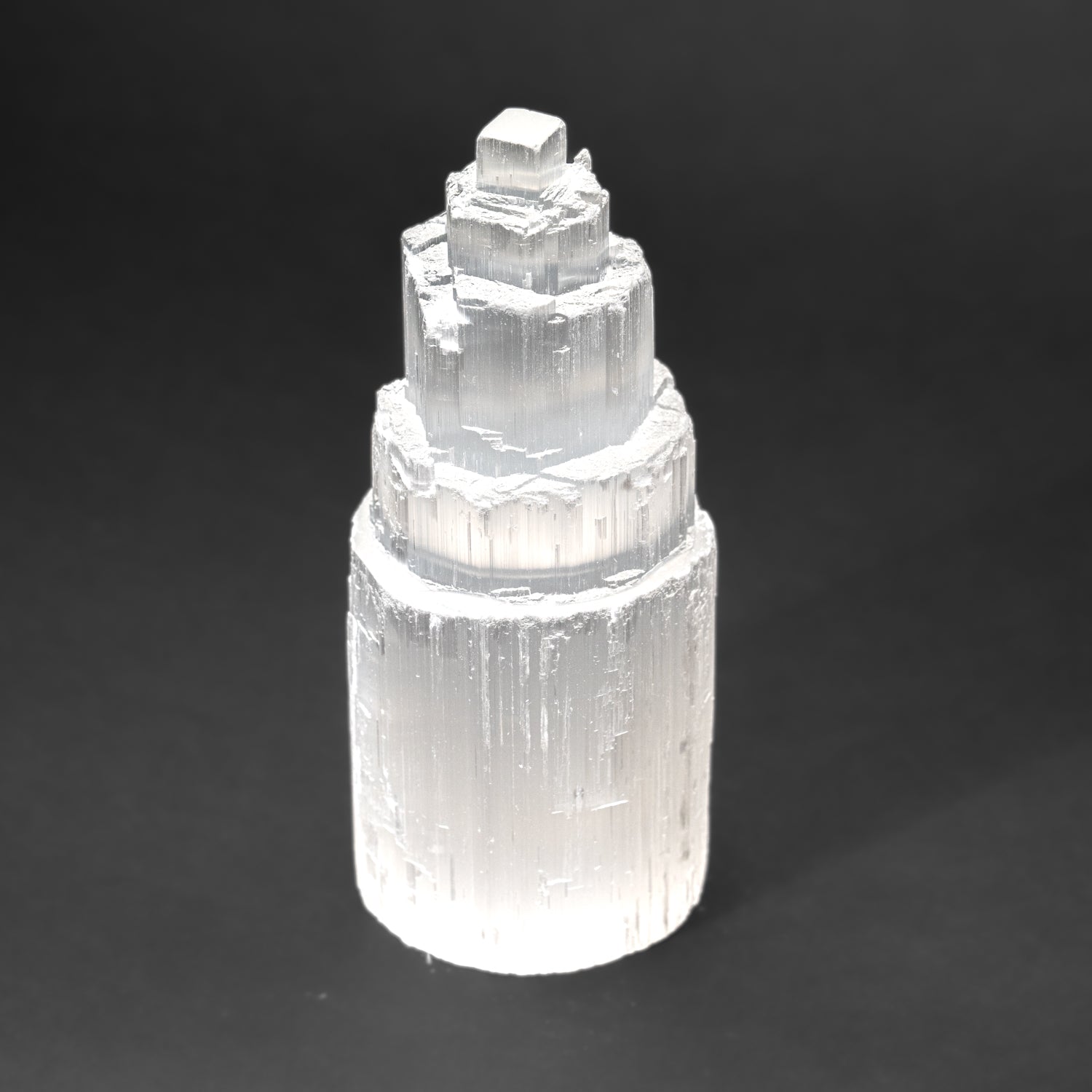 Medium Cats-Eye Selenite (8.5") Castle Tower from Morocco