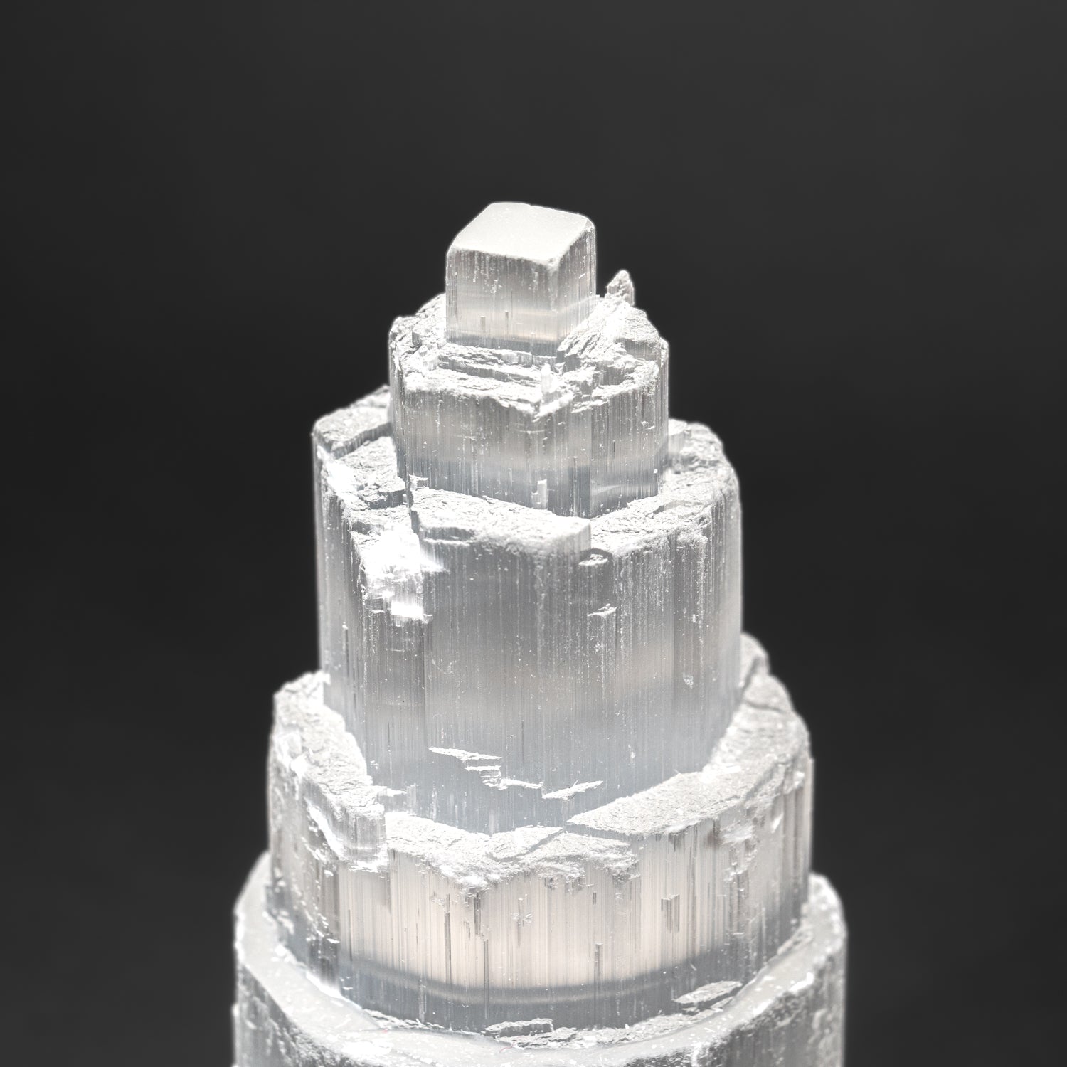 Medium Cats-Eye Selenite (8.5") Castle Tower from Morocco