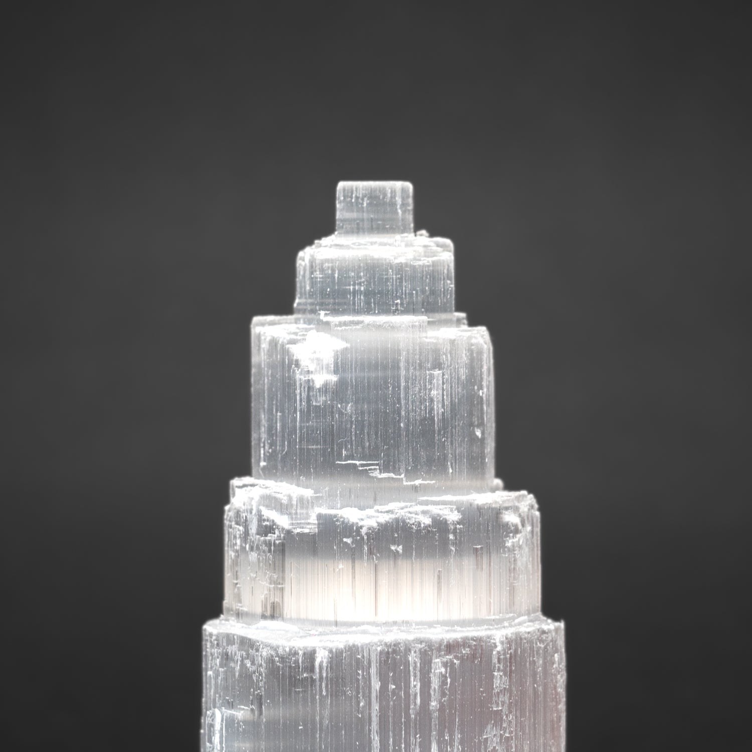 Medium Cats-Eye Selenite (8.5") Castle Tower from Morocco