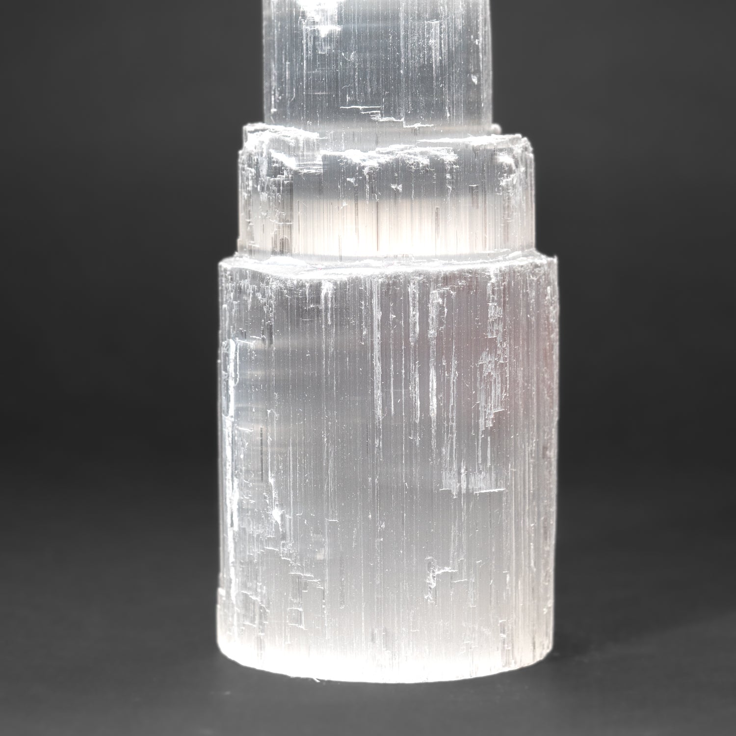 Medium Cats-Eye Selenite (8.5") Castle Tower from Morocco