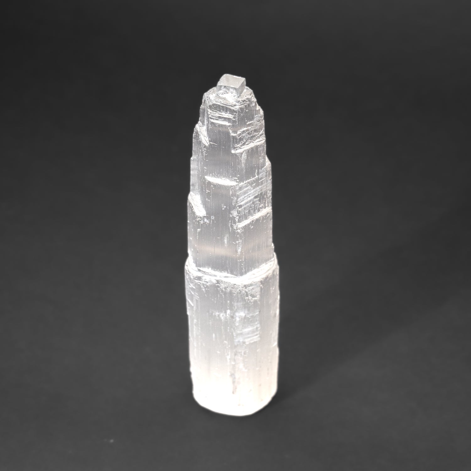 Medium Cats-Eye Selenite (9") Castle Tower from Morocco