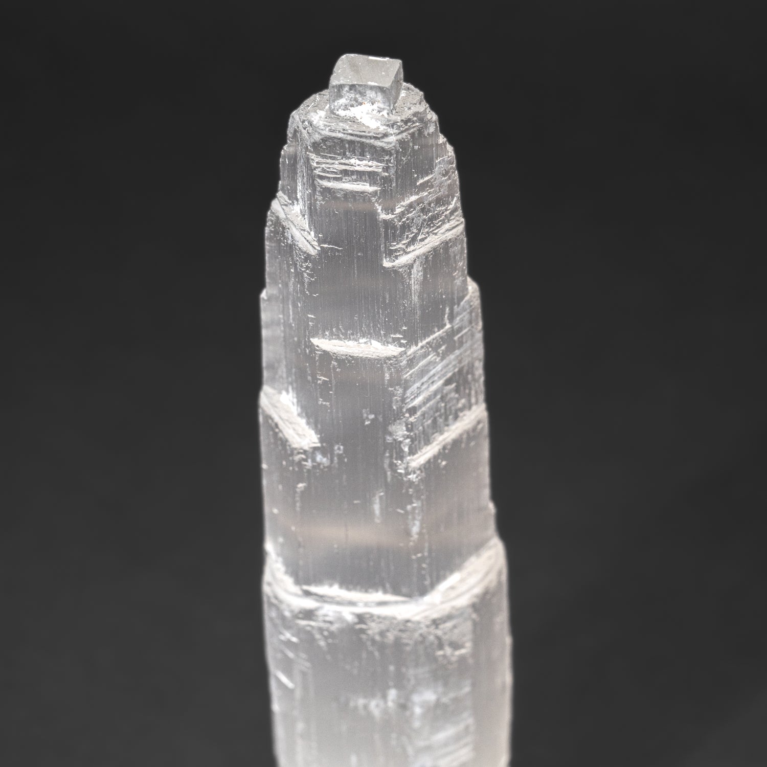 Medium Cats-Eye Selenite (9") Castle Tower from Morocco