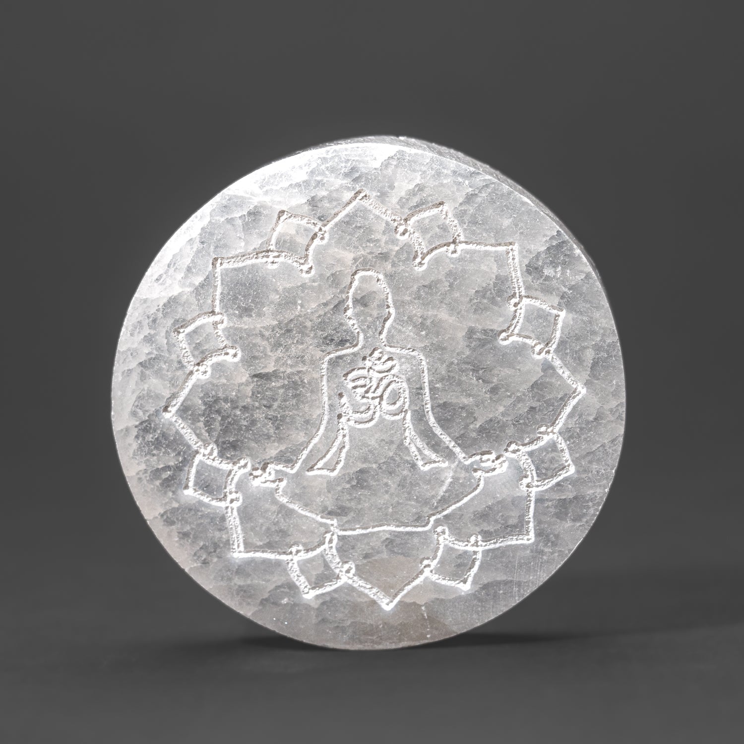 Genuine Mandala Engraved Selenite Plate