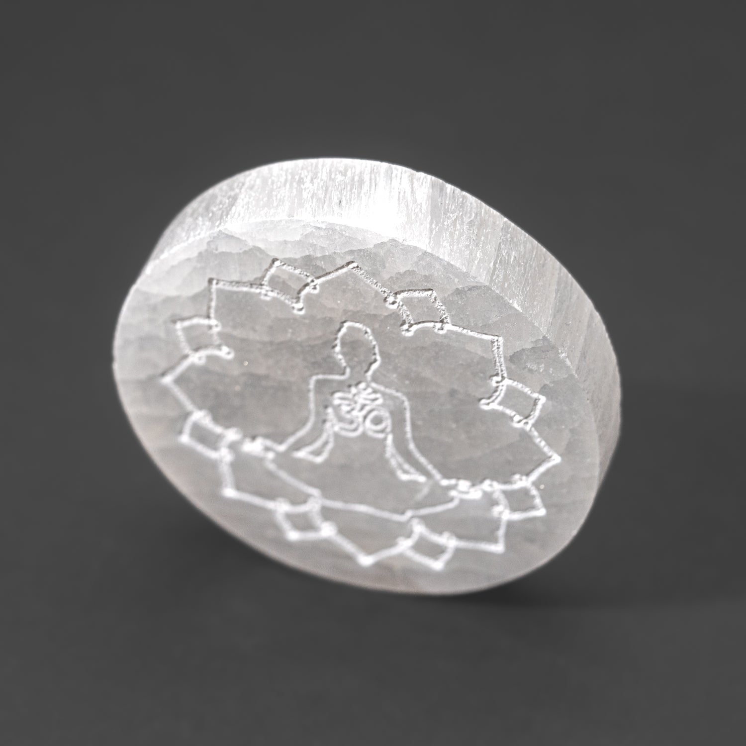 Genuine Mandala Engraved Selenite Plate