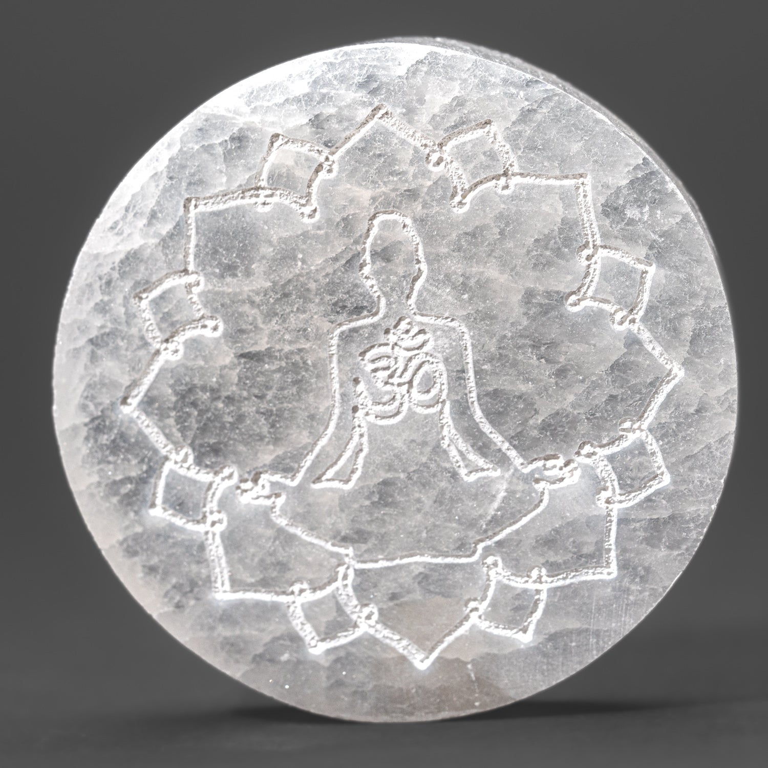 Genuine Mandala Engraved Selenite Plate