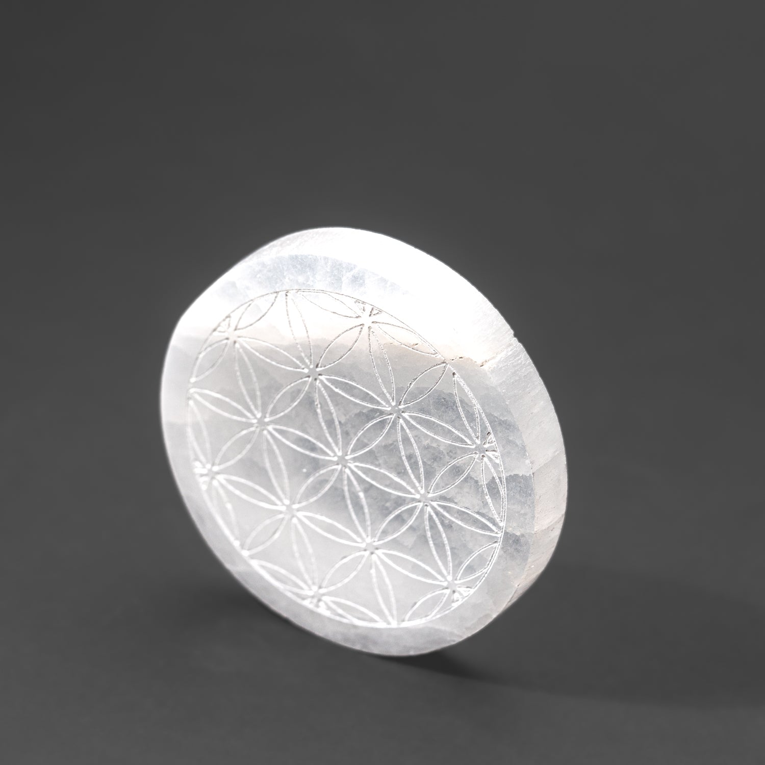 Genuine Mandala Engraved Selenite Plate