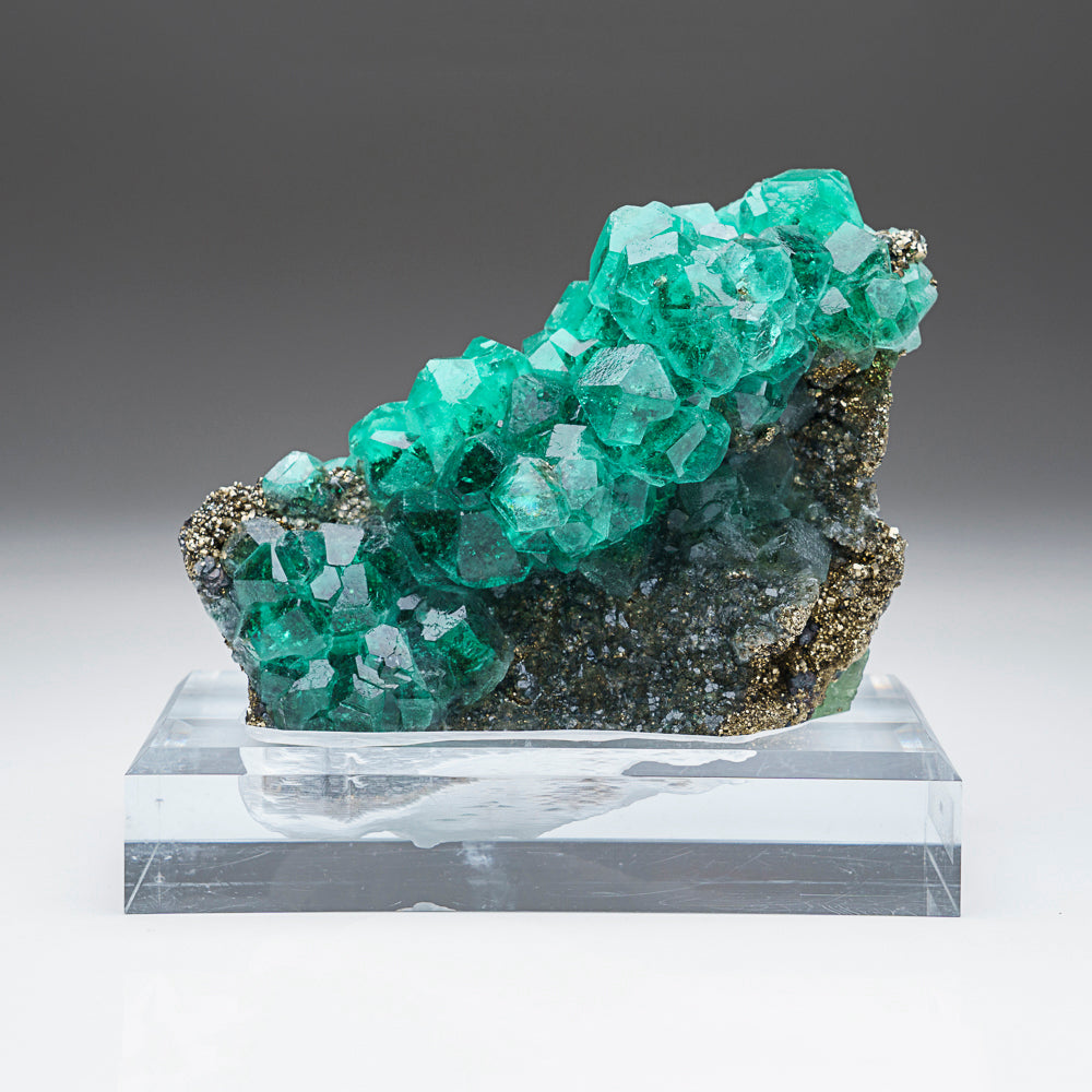 Green Fluorite with Pyrite from Huallapon Mine, Pasto Bueno, Ancash, Peru