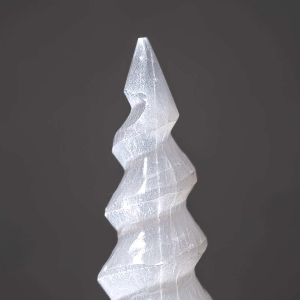 White Cat's Eye Selenite Spiral Tower from Morocco