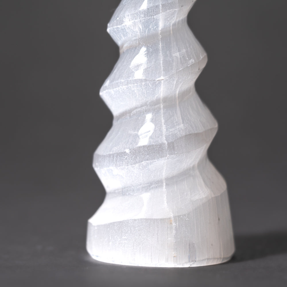 White Cat's Eye Selenite Spiral Tower from Morocco