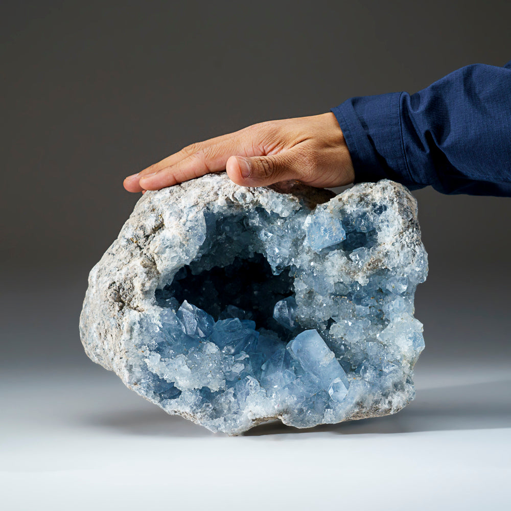 Blue Celestite Cluster Geode From Sankoany, Ketsepy Mahajanga, Madagascar (21 lbs)