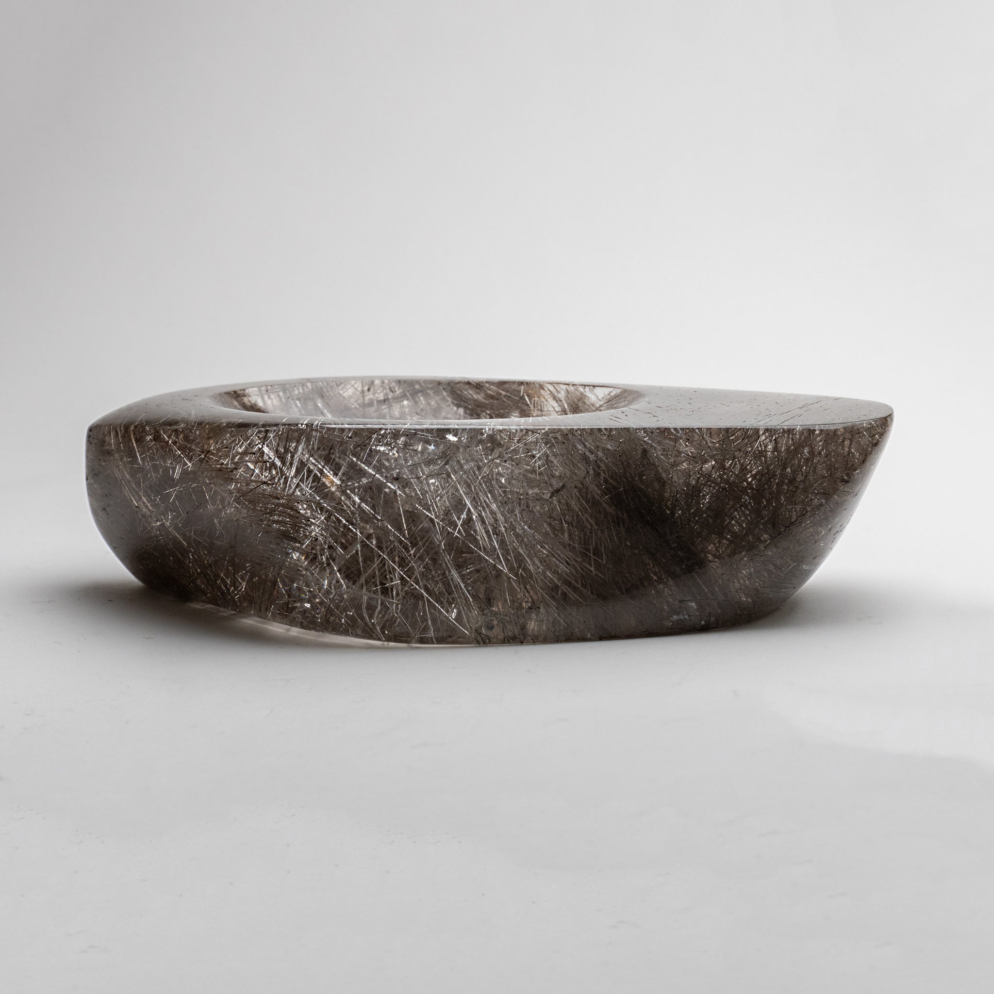 Gem Museum Quality Silver Rutilated Quartz Bowl from Brazil (7.5 lbs)
