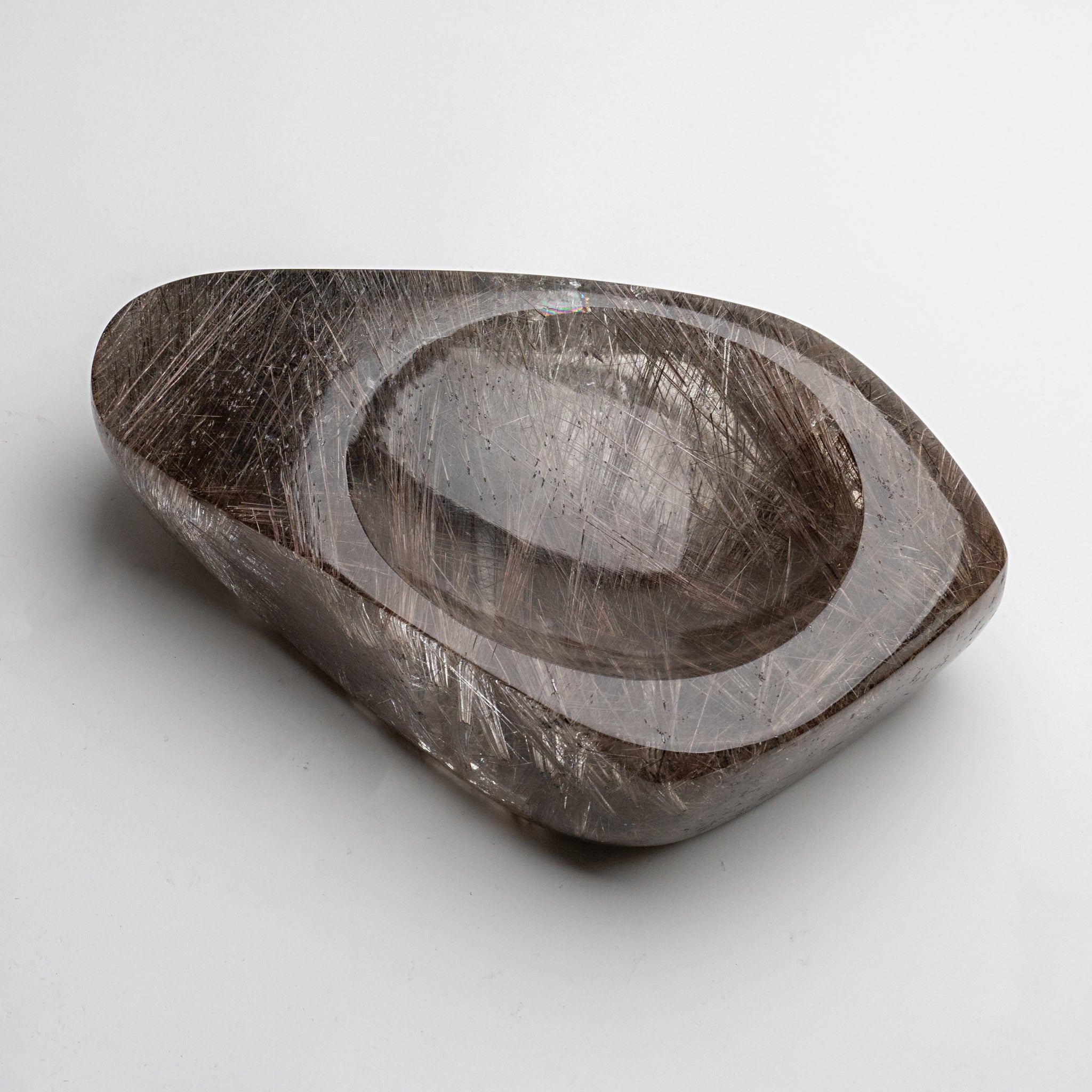 Gem Museum Quality Silver Rutilated Quartz Bowl from Brazil (7.5 lbs)