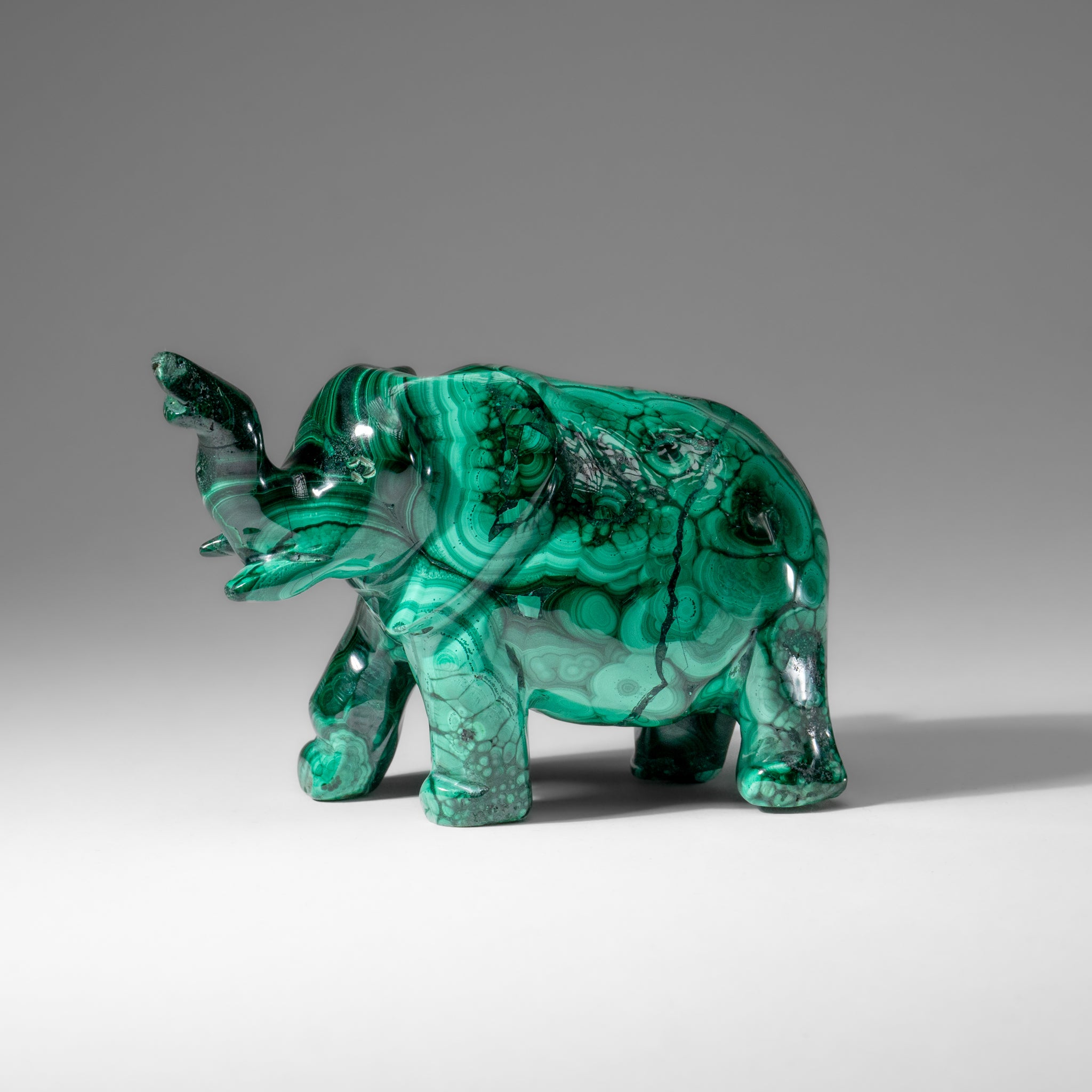 Genuine Polished Malachite Elephant Carving (1.9 lbs)