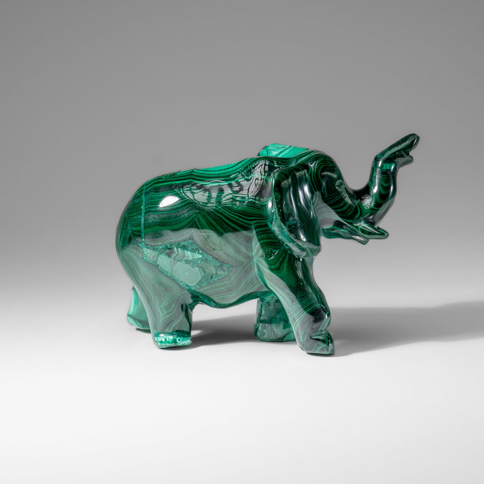 Genuine Polished Malachite Elephant Carving (1.9 lbs)