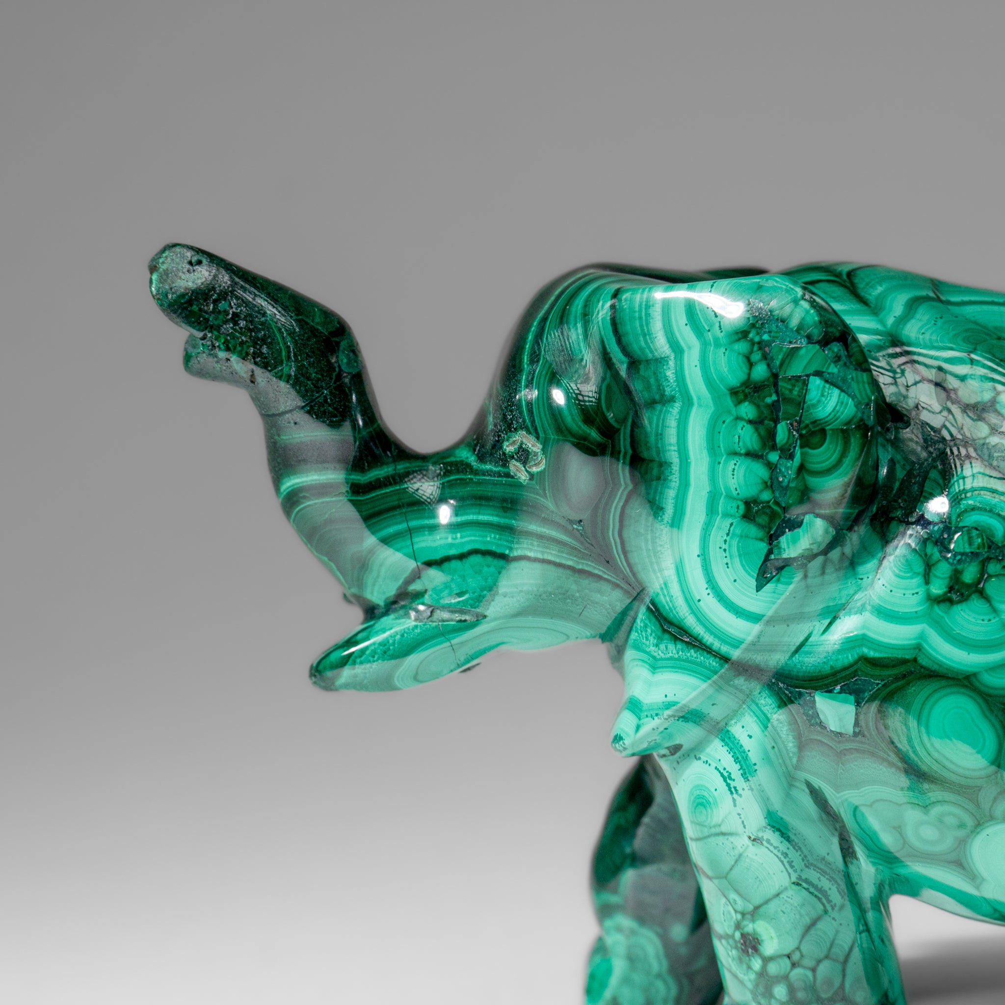 Genuine Polished Malachite Elephant Carving (1.9 lbs)