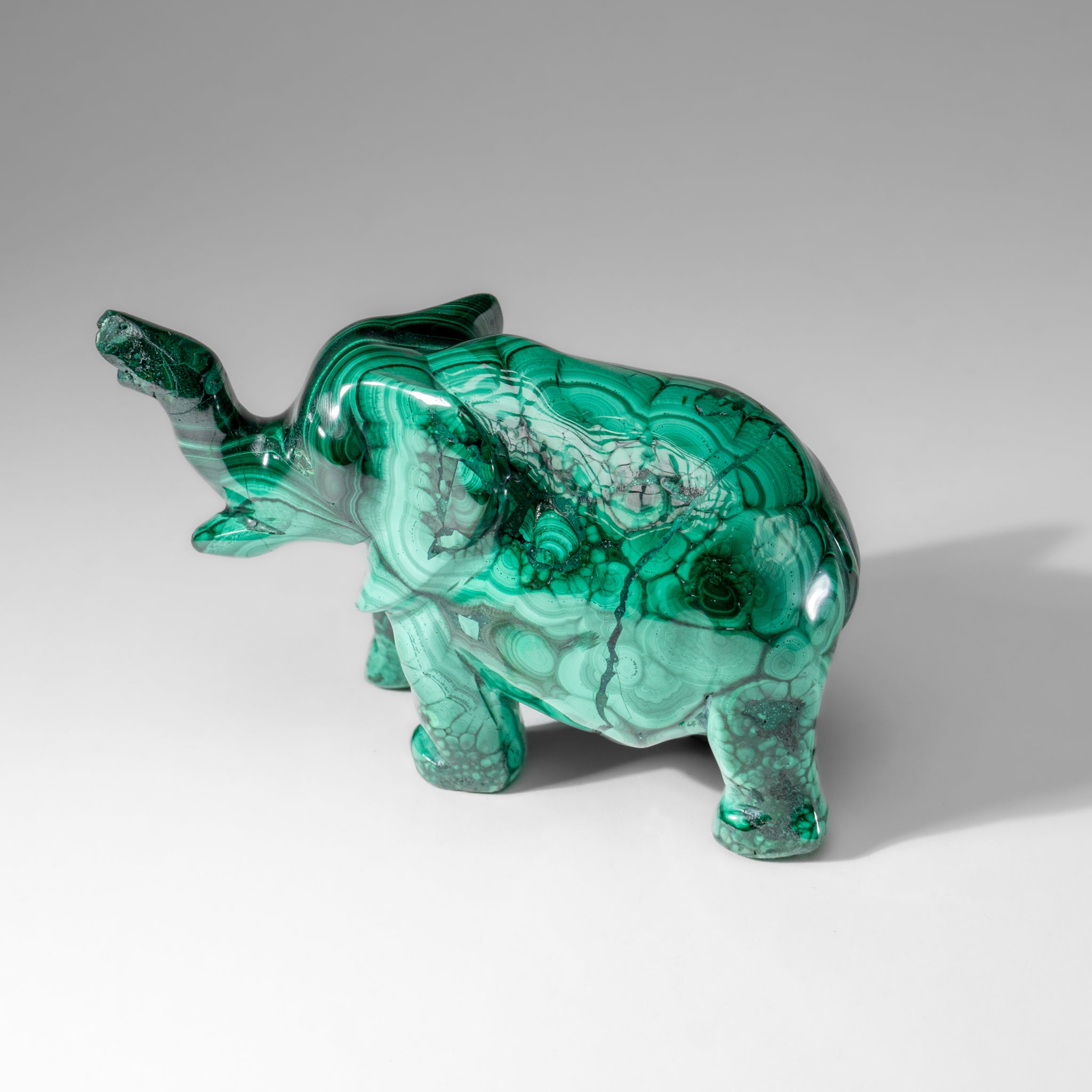 Genuine Polished Malachite Elephant Carving (1.9 lbs)