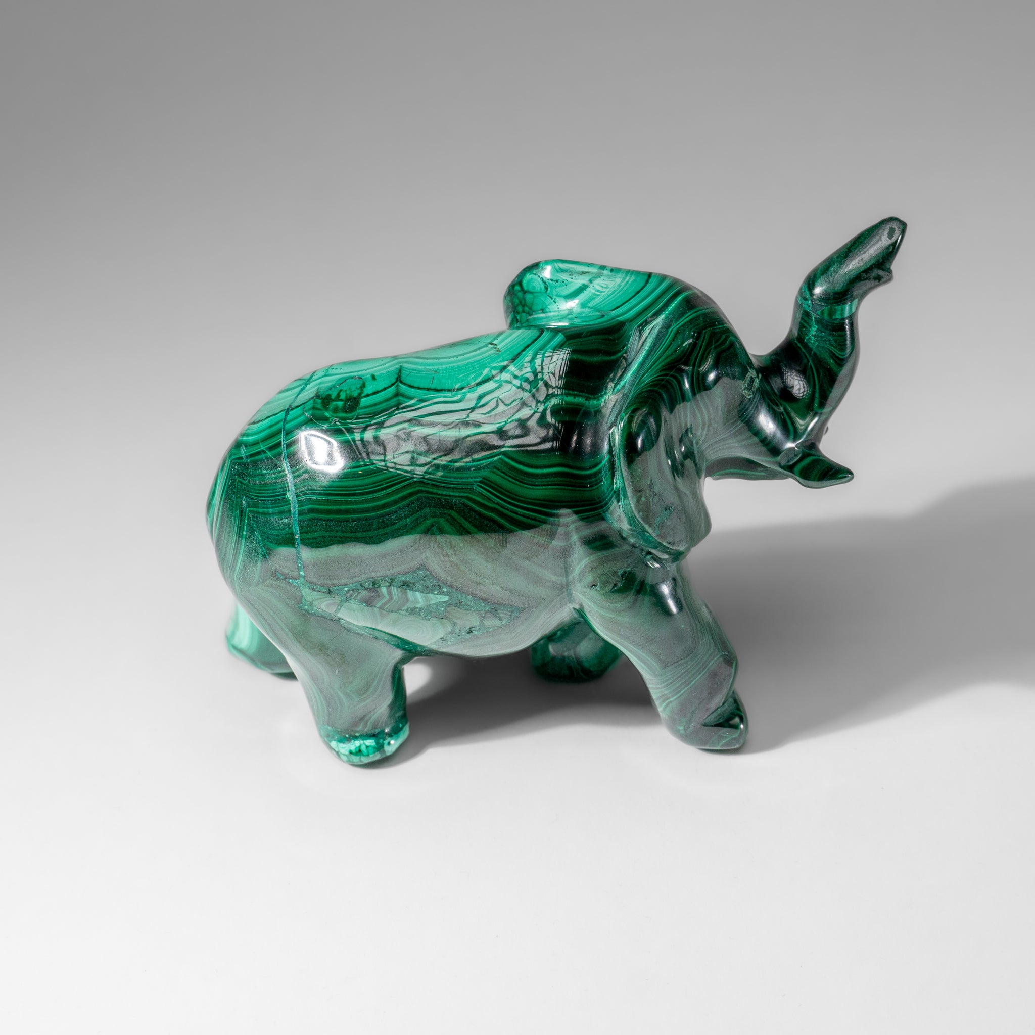 Genuine Polished Malachite Elephant Carving (1.9 lbs)