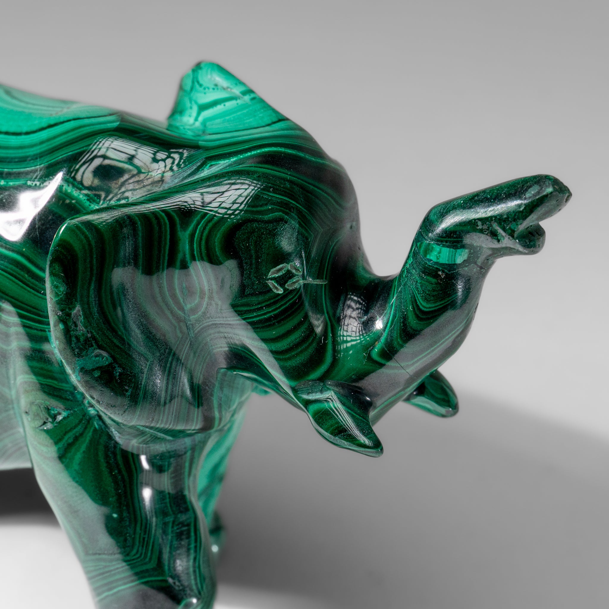 Genuine Polished Malachite Elephant Carving (1.9 lbs)