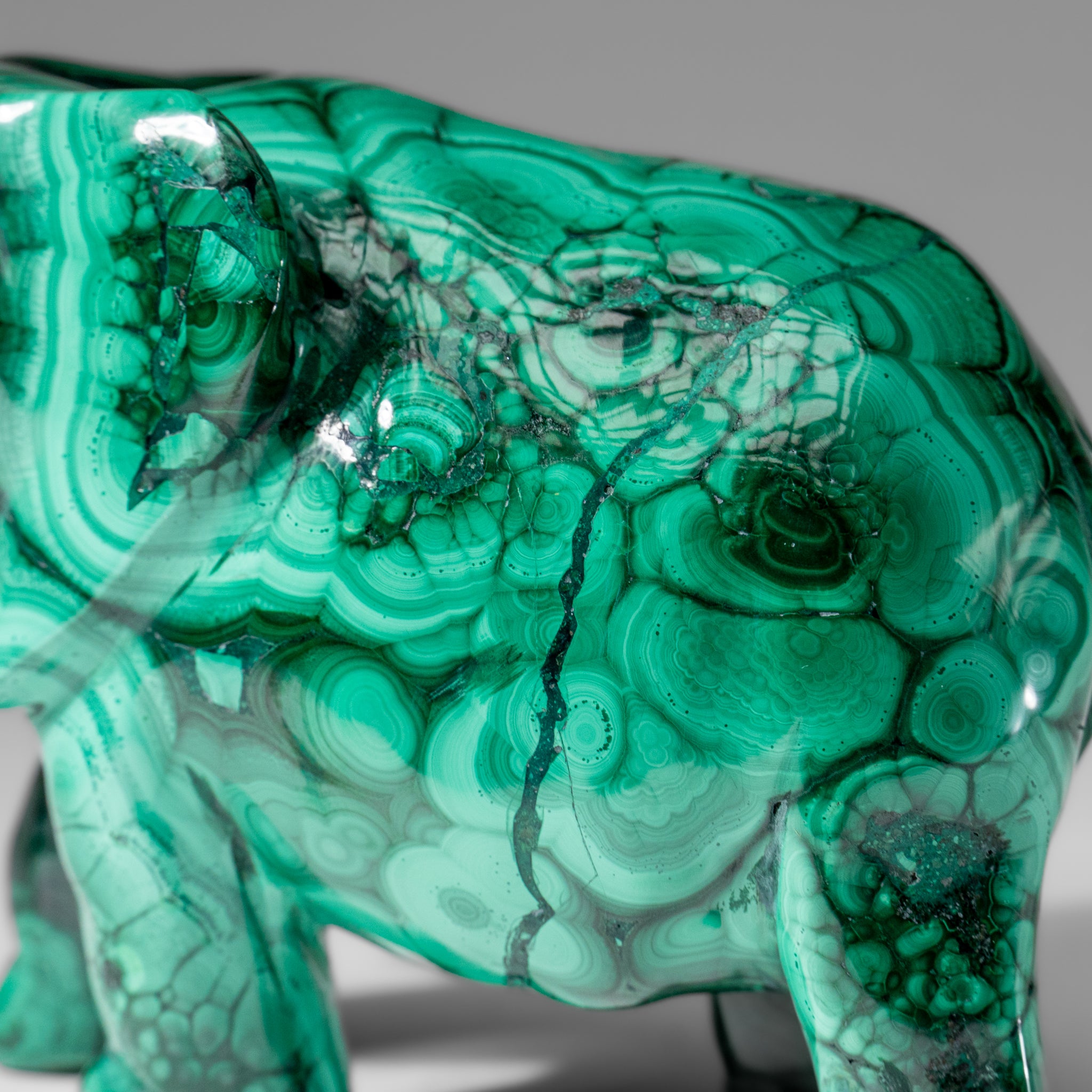 Genuine Polished Malachite Elephant Carving (1.9 lbs)