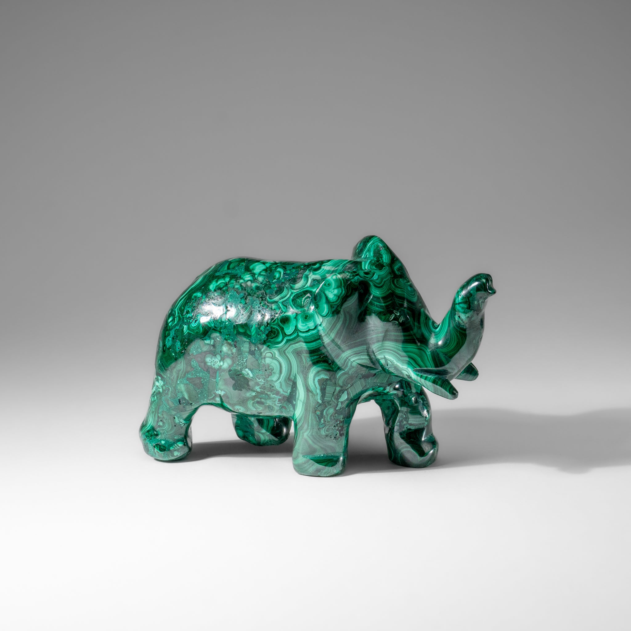 Genuine Polished Malachite Elephant Carving (1.9 lbs)