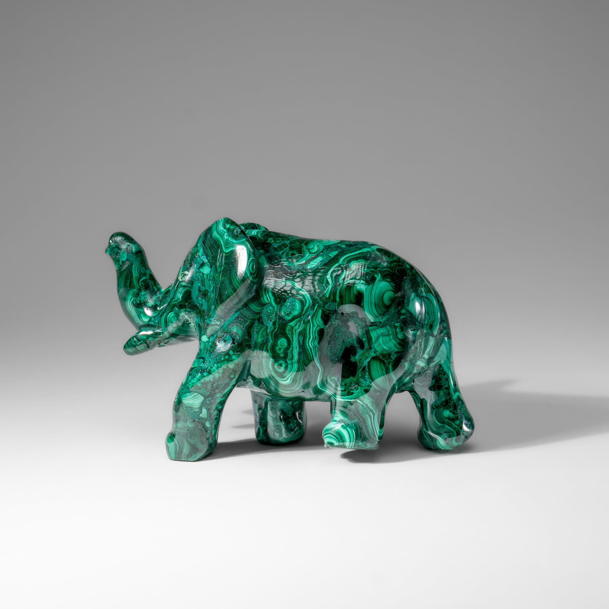 Genuine Polished Malachite Elephant Carving (1.9 lbs)