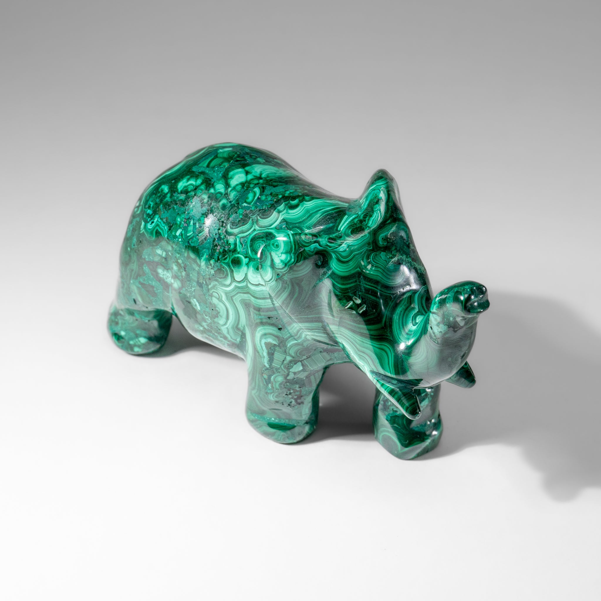 Genuine Polished Malachite Elephant Carving (1.9 lbs)