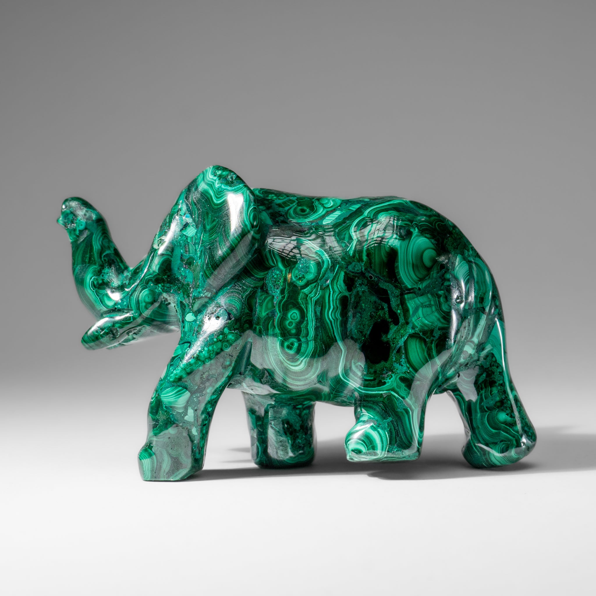 Genuine Polished Malachite Elephant Carving (1.9 lbs)