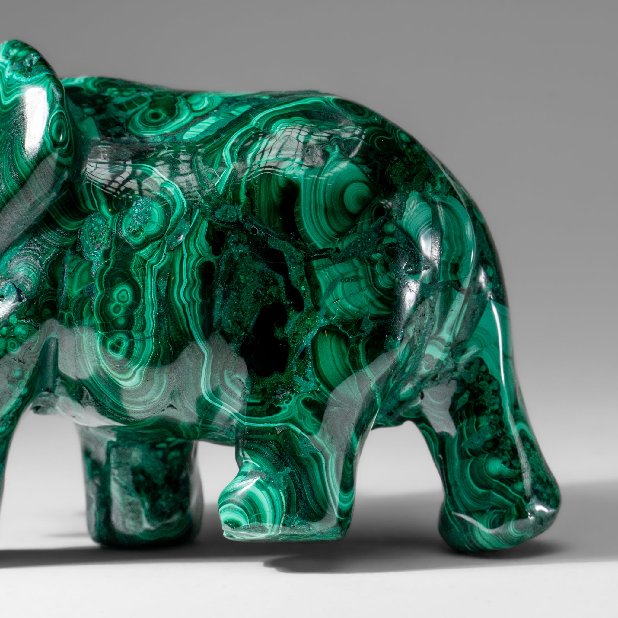 Genuine Polished Malachite Elephant Carving (1.9 lbs)
