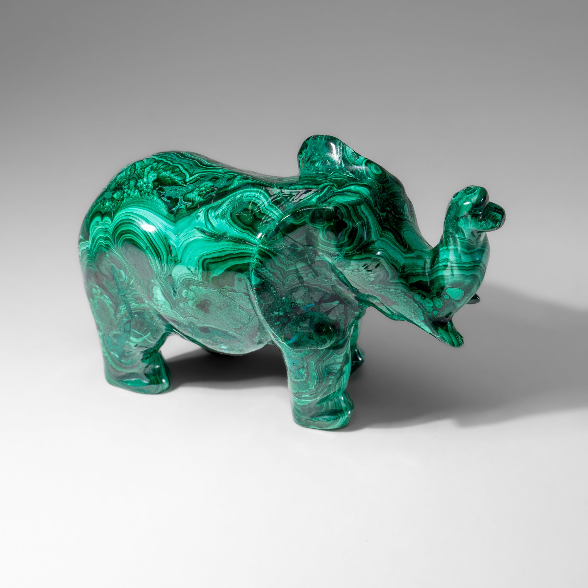 Genuine Polished Malachite Elephant Carving (2.4 lbs)