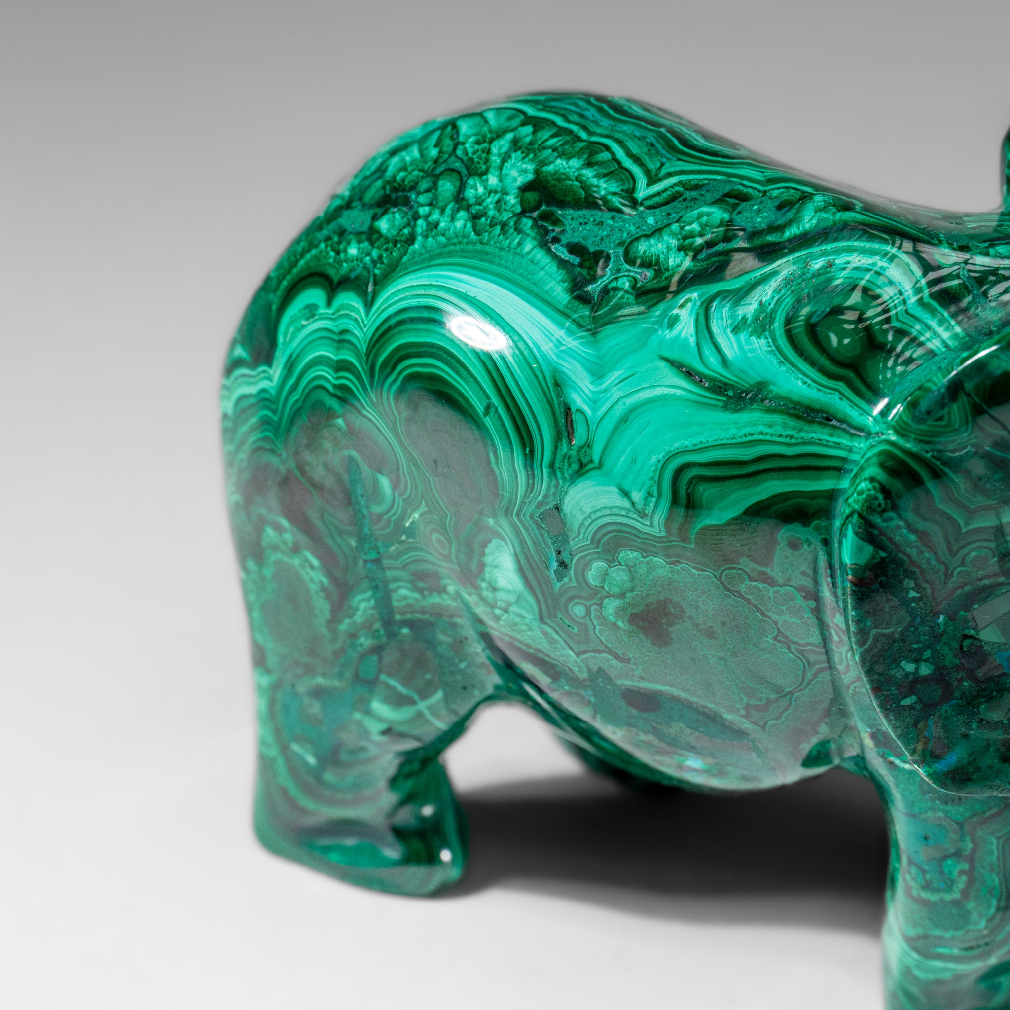 Genuine Polished Malachite Elephant Carving (2.4 lbs)