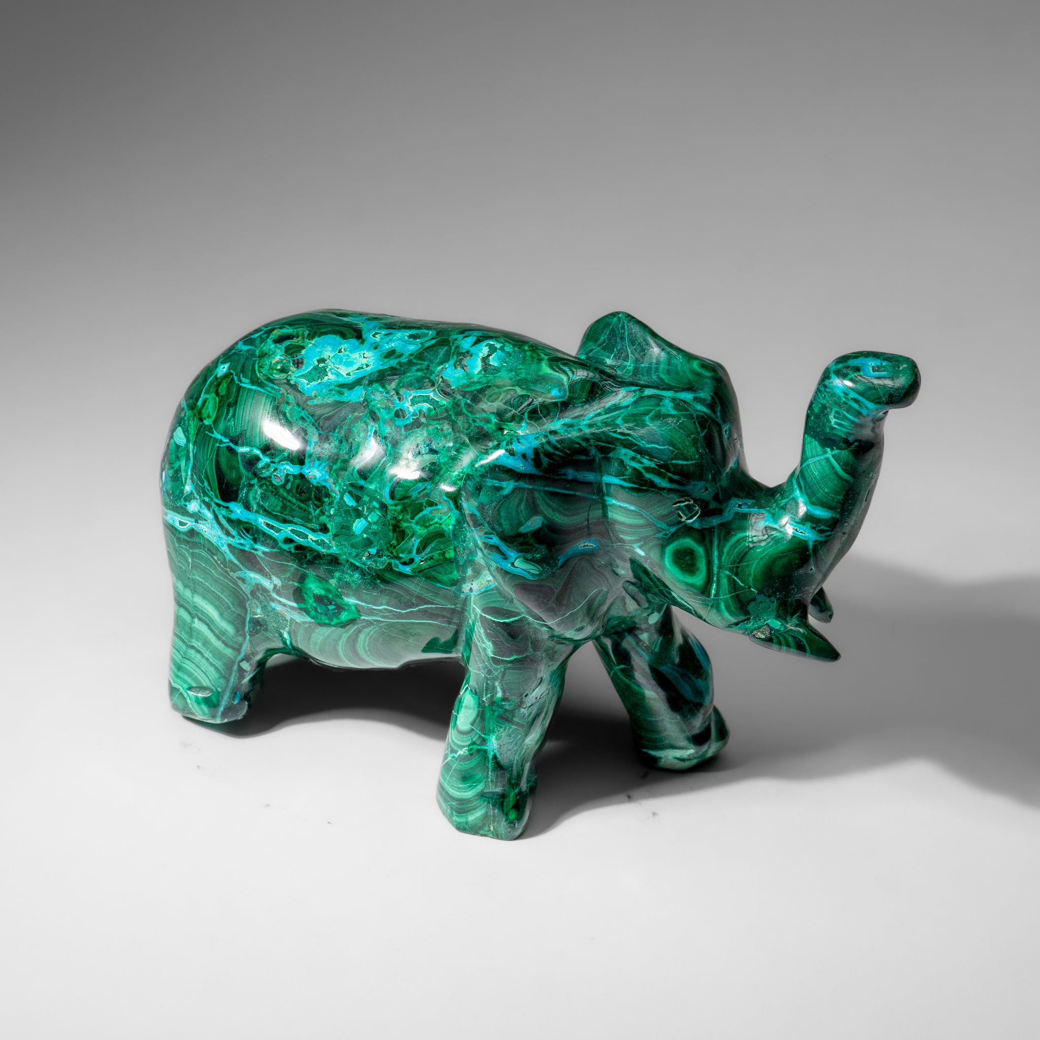 Genuine Polished Malachite Elephant Carving (3.9 lbs)