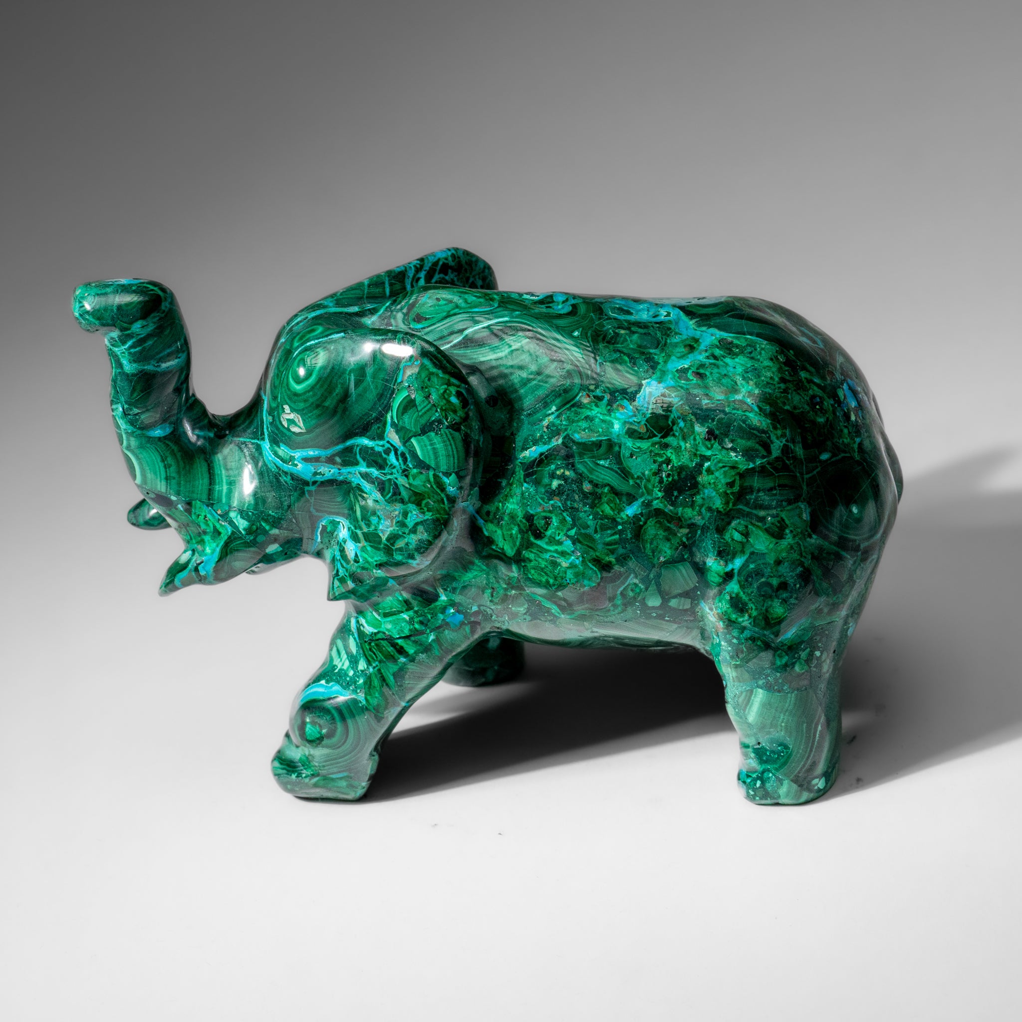 Genuine Polished Malachite Elephant Carving (3.9 lbs)