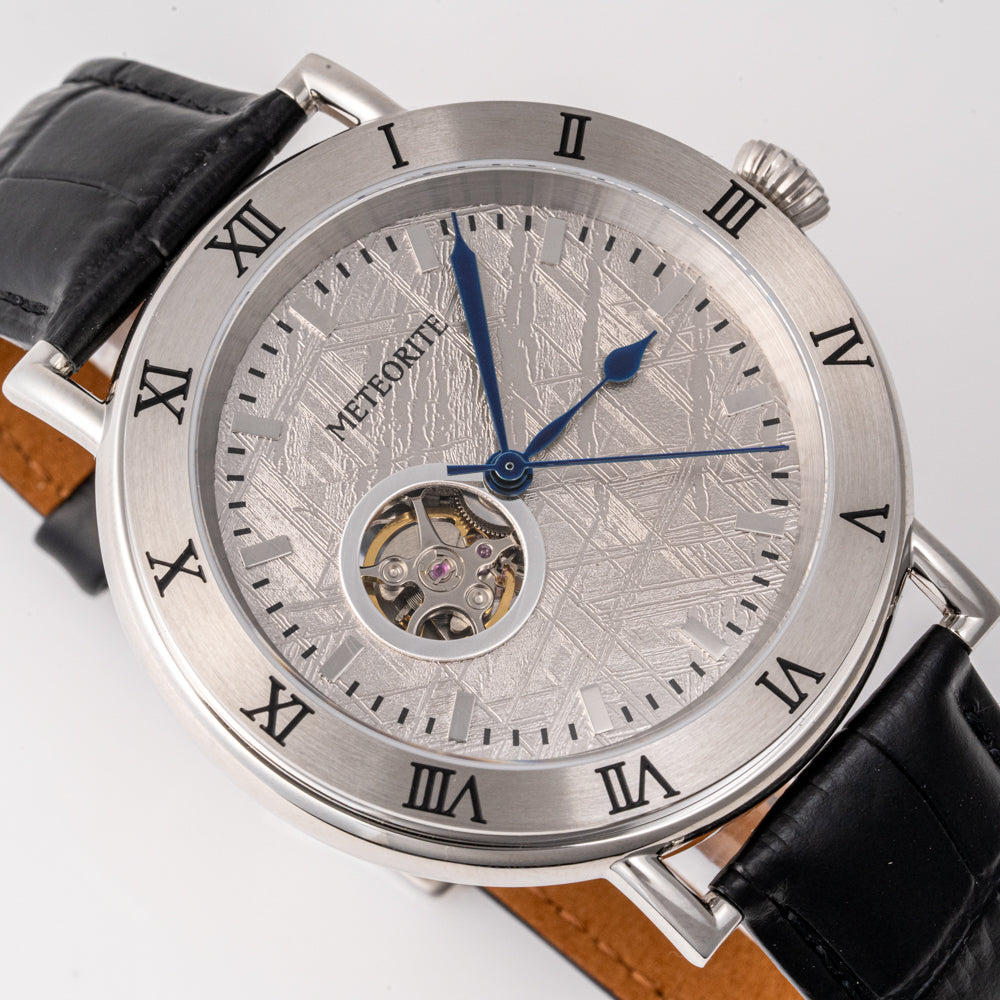 Muonionalusta Meteorite Automatic Watch with Genuine Leather Band