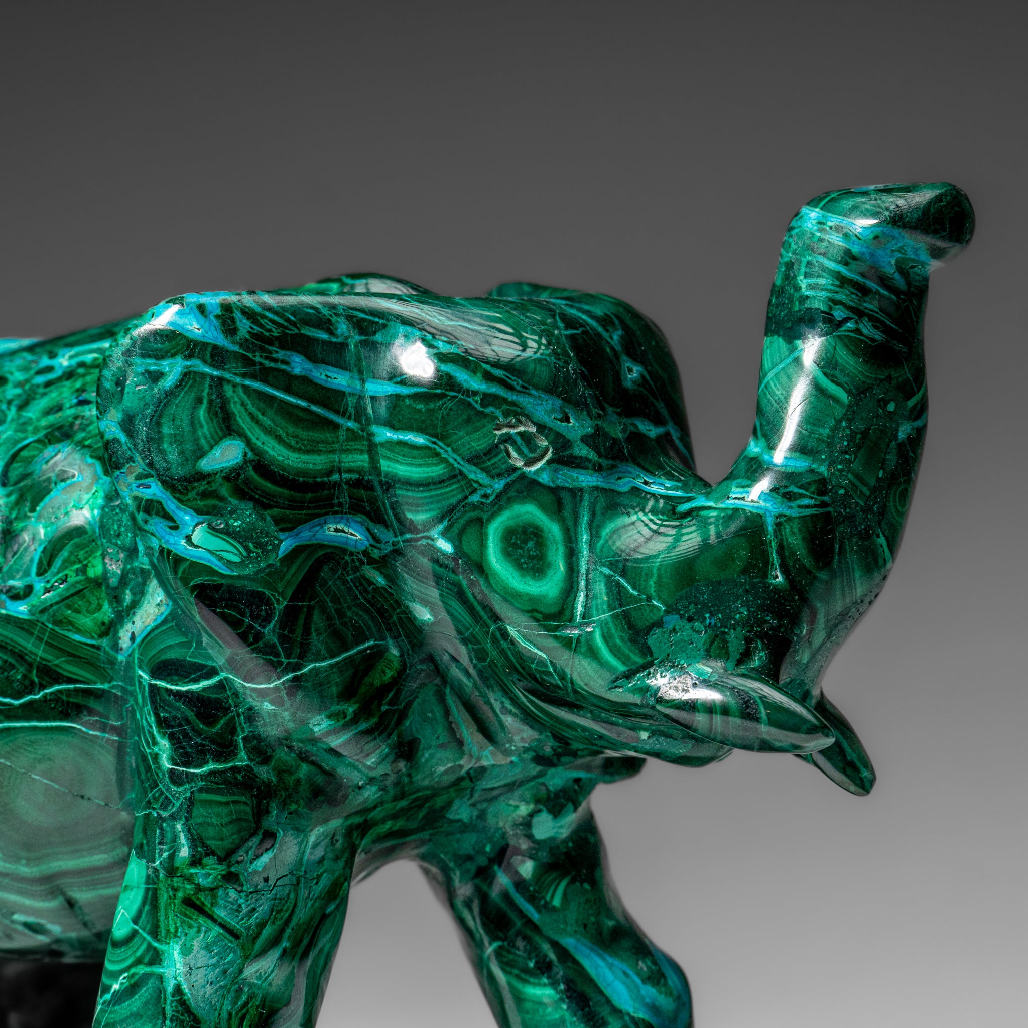 Genuine Polished Malachite Elephant Carving (3.9 lbs)