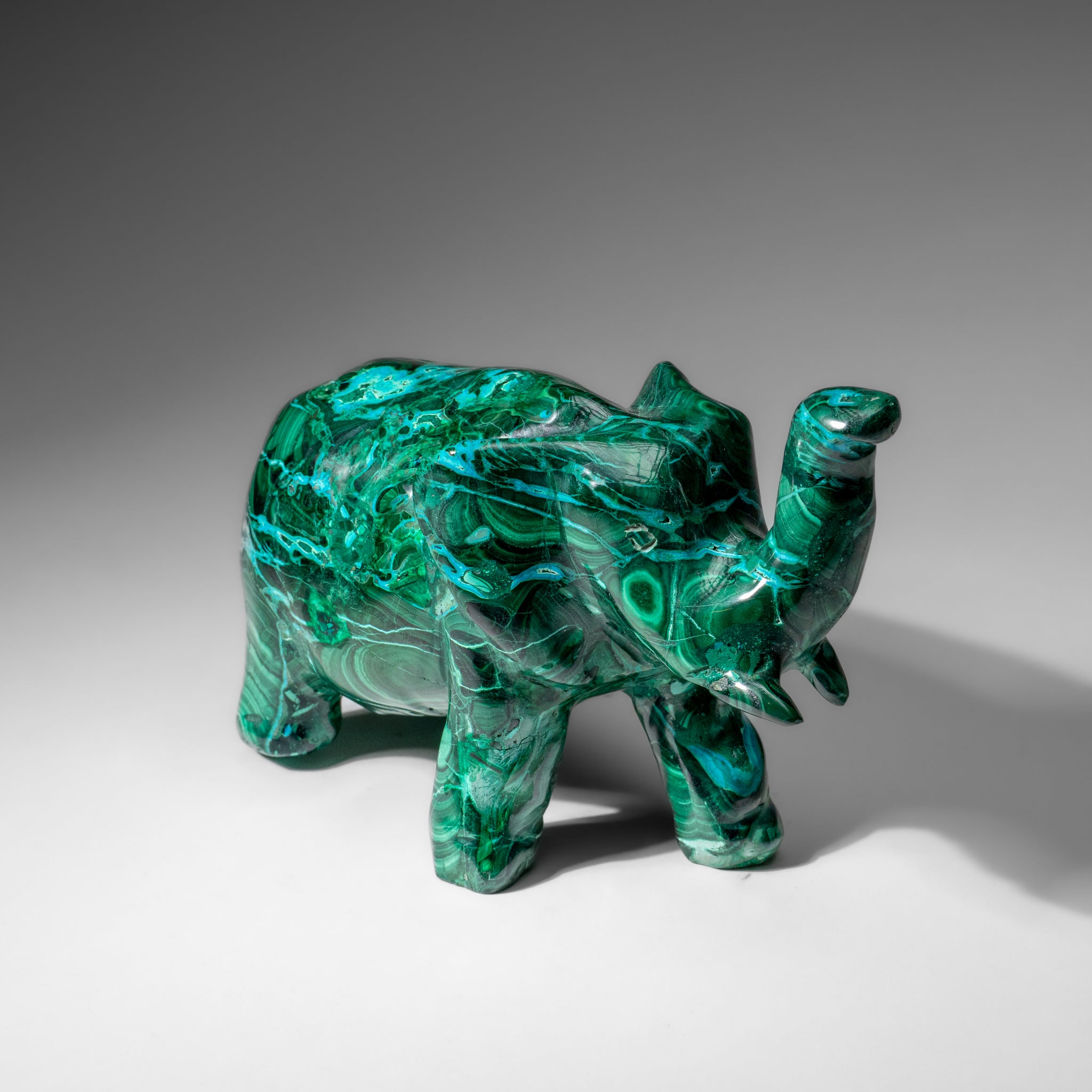 Genuine Polished Malachite Elephant Carving (3.9 lbs)