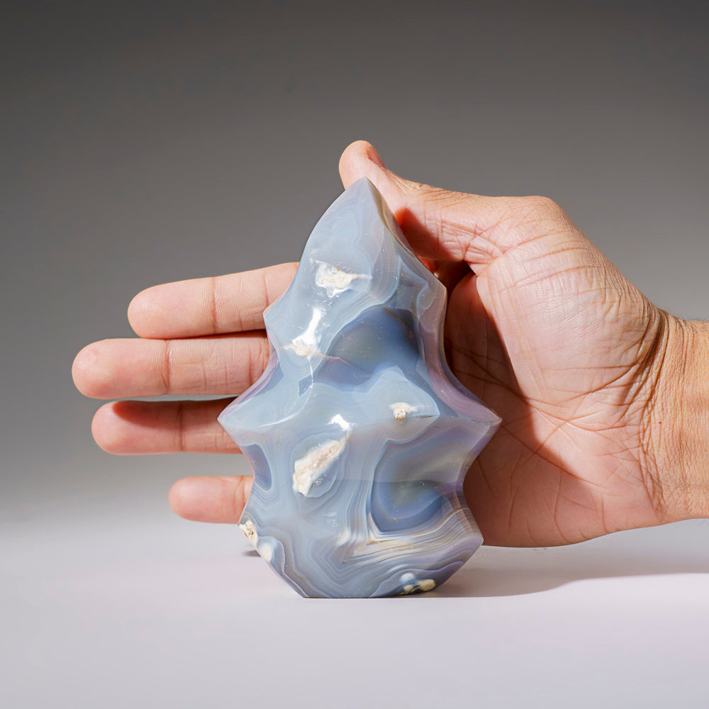 Genuine Polished Blue Chalcedony Orca Stone Flame Freeform (1.3 lbs)